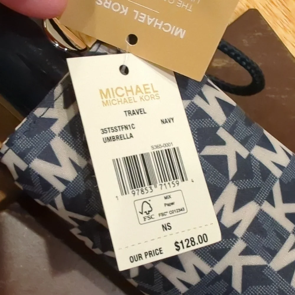 Michael Kors Travel MK Signature Monogram Umbrella NWT